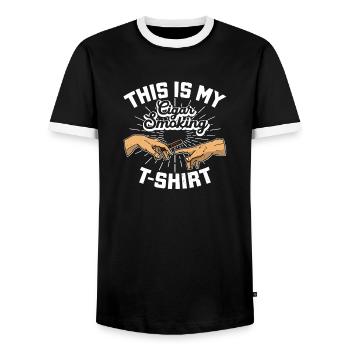 Smoking Cigar Cigars Daddy Lovers Tobacco - Men's Ringer Shirt - black/white - Front - AI Model Female 172 light (172cm) & AI Model Male 178 light (178cm)