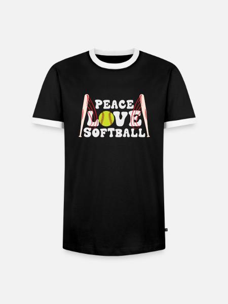 Mädchen Frieden Liebe Softball - Männer Kontrast-T-Shirt - Schwarz/Weiß