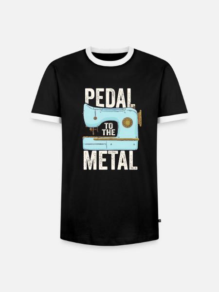Pedal zur Metallnähmaschine - Männer Kontrast-T-Shirt - Schwarz/Weiß