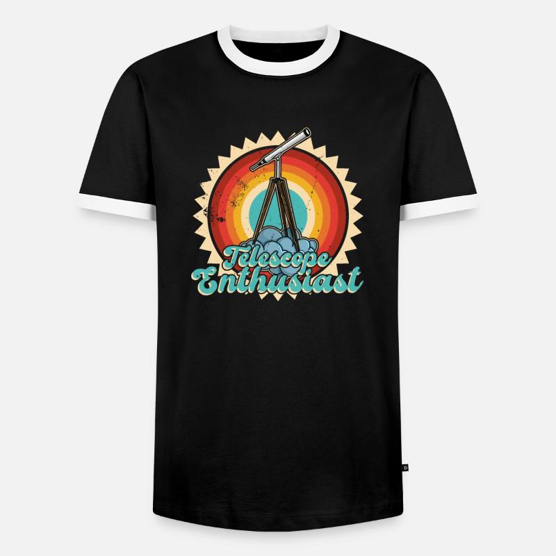 Stargazing Telescope Astronomers - Men's Ringer Shirt - black/white