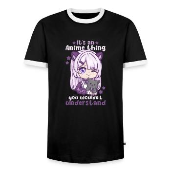 It's An Anime Thing You Wouldn't Understand - Men's Ringer Shirt - black/white - Front - AI Model Female 172 light (172cm) & AI Model Male 178 light (178cm)