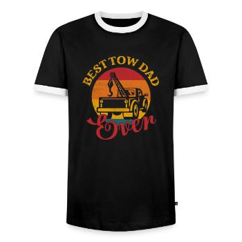 Best Tow Dad Ever Tow Truck Driver Trucking - Men's Ringer Shirt - black/white - Front - AI Model Female 172 light (172cm) & AI Model Male 178 light (178cm)