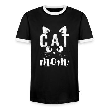 Cat Mom - Design - Männer Kontrast-T-Shirt - Schwarz/Weiß - Vorne - AI Model Female 172 light (172cm) & AI Model Male 178 light (178cm)