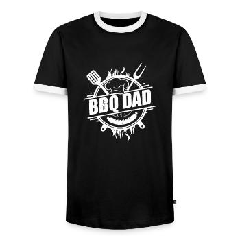 BBQ Daddy Joke BBQ Grill Daddy - Men's Ringer Shirt - black/white - Front - AI Model Female 172 light (172cm) & AI Model Male 178 light (178cm)