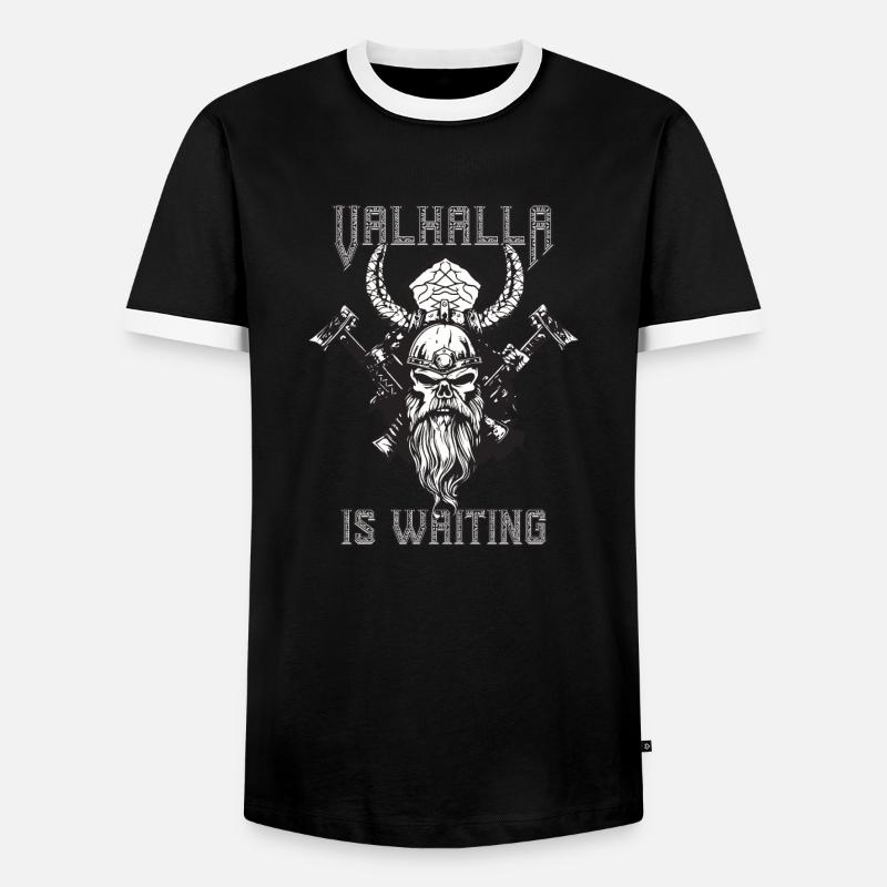 Valhalla is waiting - Men's Ringer Shirt - black/white