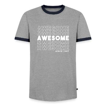 Awesome Since 1967 Mann Frau Geburtstag Retro - Männer Kontrast-T-Shirt - Grau/Navy  - Vorne - AI Model Female 172 light (172cm) & AI Model Male 178 light (178cm)