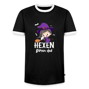 Hexen Dürfen Das - Männer Kontrast-T-Shirt - Schwarz/Weiß - Vorne - AI Model Female 172 light (172cm) & AI Model Male 178 light (178cm)