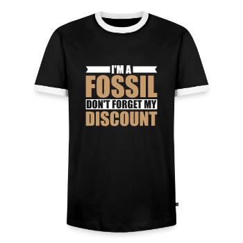 Rentner Rente Dont Forget My Discount - Männer Kontrast-T-Shirt - Schwarz/Weiß - Vorne - AI Model Female 172 light (172cm) & AI Model Male 178 light (178cm)