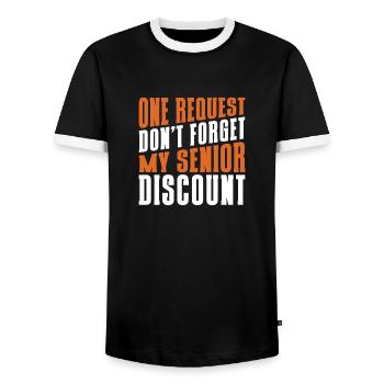Pensioner Pension Dont Forget My Senior Discount - Men's Ringer Shirt - black/white - Front - AI Model Female 172 light (172cm) & AI Model Male 178 light (178cm)