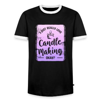 J’aime vraiment faire des bougies Okay Craft - T-shirt contrasté Homme - noir/blanc - Devant - AI Model Female 172 light (172cm) & AI Model Male 178 light (178cm)