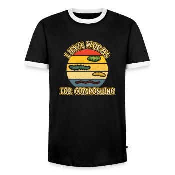 I Have Worms For Composting - Männer Kontrast-T-Shirt - Schwarz/Weiß - Vorne - AI Model Female 172 light (172cm) & AI Model Male 178 light (178cm)