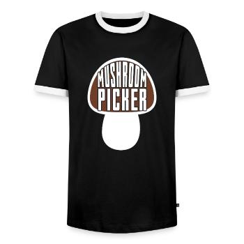 Mushroom Picker - Männer Kontrast-T-Shirt - Schwarz/Weiß - Vorne - AI Model Female 172 light (172cm) & AI Model Male 178 light (178cm)