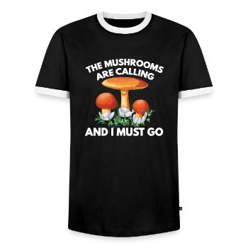The Mushrooms Are Calling And I Must Go - Männer Kontrast-T-Shirt - Schwarz/Weiß - Vorne - AI Model Female 172 light (172cm) & AI Model Male 178 light (178cm)