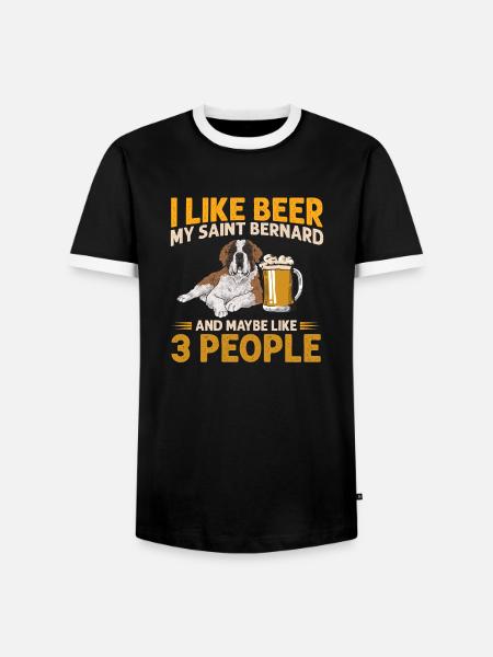 Bernhardiner St. Bernhardshund Hund - Männer Kontrast-T-Shirt - Schwarz/Weiß