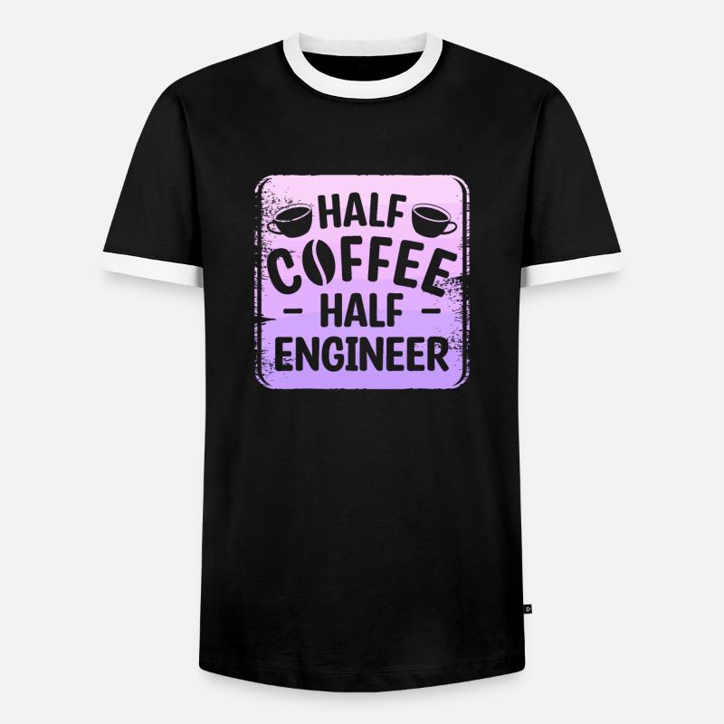 Half Coffee Half Engineer Engineering - Men's Ringer Shirt - black/white