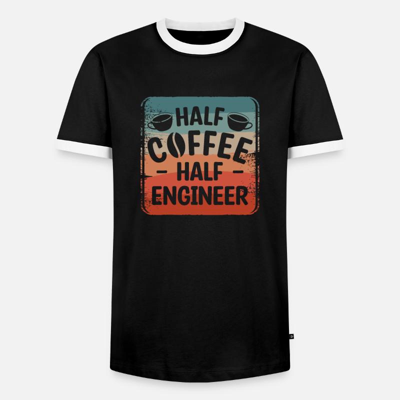 Half Coffee Half Engineer Engineering - Men's Ringer Shirt - black/white