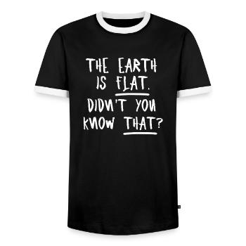 Die Erde ist flach, wussten Sie das nicht? - Männer Kontrast-T-Shirt - Schwarz/Weiß - Vorne - AI Model Female 172 light (172cm) & AI Model Male 178 light (178cm)