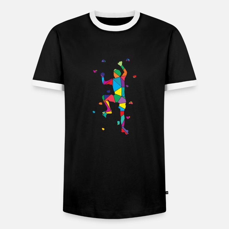 Low Poly Bergsteiger Polygon Wandklettern - Männer Kontrast-T-Shirt - Schwarz/Weiß