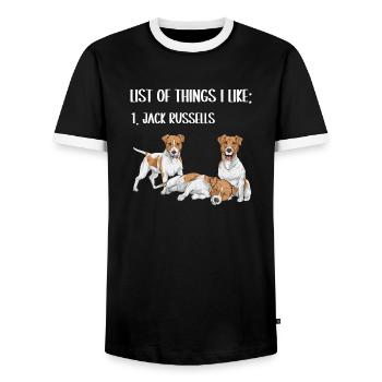Jack Russell Terrier - Männer Kontrast-T-Shirt - Schwarz/Weiß - Vorne - AI Model Female 172 light (172cm) & AI Model Male 178 light (178cm)