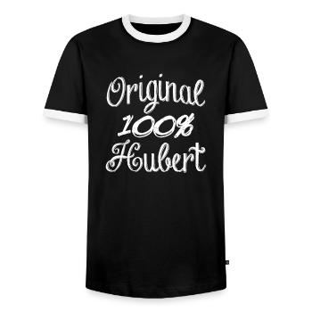 Original 100% Hubert - Männer Kontrast-T-Shirt - Schwarz/Weiß - Vorne - AI Model Female 172 light (172cm) & AI Model Male 178 light (178cm)