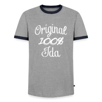 Original 100% Ida - T-shirt contrasté Homme - gris/marine  - Devant - AI Model Female 172 light (172cm) & AI Model Male 178 light (178cm)