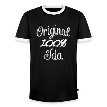 Original 100% Ida - Men's Ringer Shirt - black/white - Front - AI Model Female 172 light (172cm) & AI Model Male 178 light (178cm)
