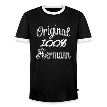 Original 100% Hermann - T-shirt contrasté Homme - noir/blanc - Devant - AI Model Female 172 light (172cm) & AI Model Male 178 light (178cm)