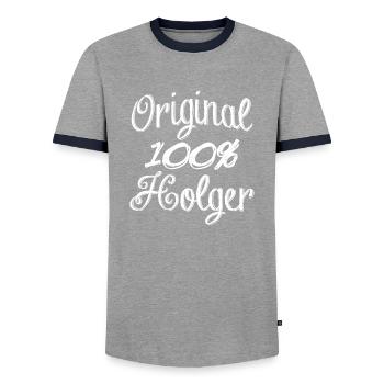 Original 100% Holger - T-shirt contrasté Homme - gris/marine  - Devant - AI Model Female 172 light (172cm) & AI Model Male 178 light (178cm)