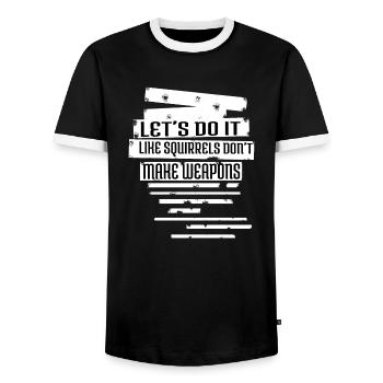 Colombe de la paix Joke Paix Fun Citation drôle - T-shirt contrasté Homme - noir/blanc - Devant - AI Model Female 172 light (172cm) & AI Model Male 178 light (178cm)