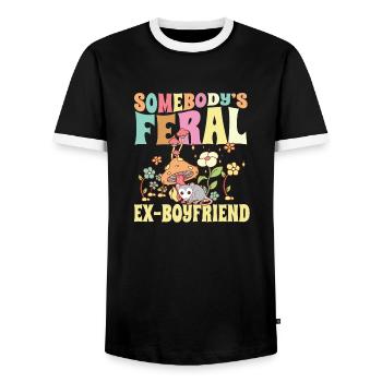 Champignon Groovy sauvage Opossum sauvage de quelqu’un - T-shirt contrasté Homme - noir/blanc - Devant - AI Model Female 172 light (172cm) & AI Model Male 178 light (178cm)