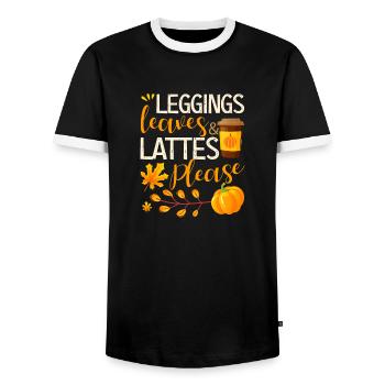 Leggings, leaves and latte, please funny - Men's Ringer Shirt - black/white - Front - AI Model Female 172 light (172cm) & AI Model Male 178 light (178cm)