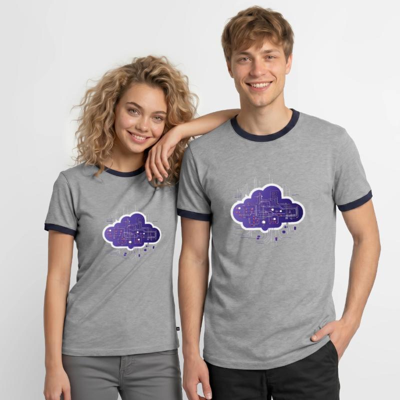 Cloud Computing Computer Electronics Circuit T-shirt contrasté Homme