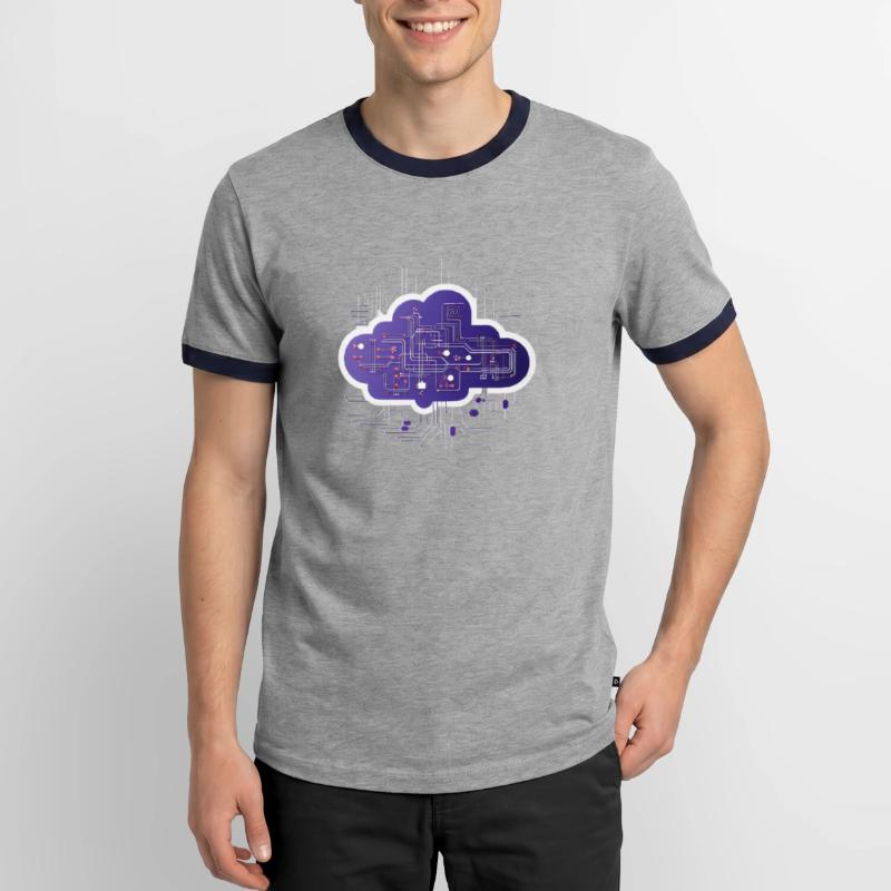 Cloud Computing Computer Electronics Circuit T-shirt contrasté Homme