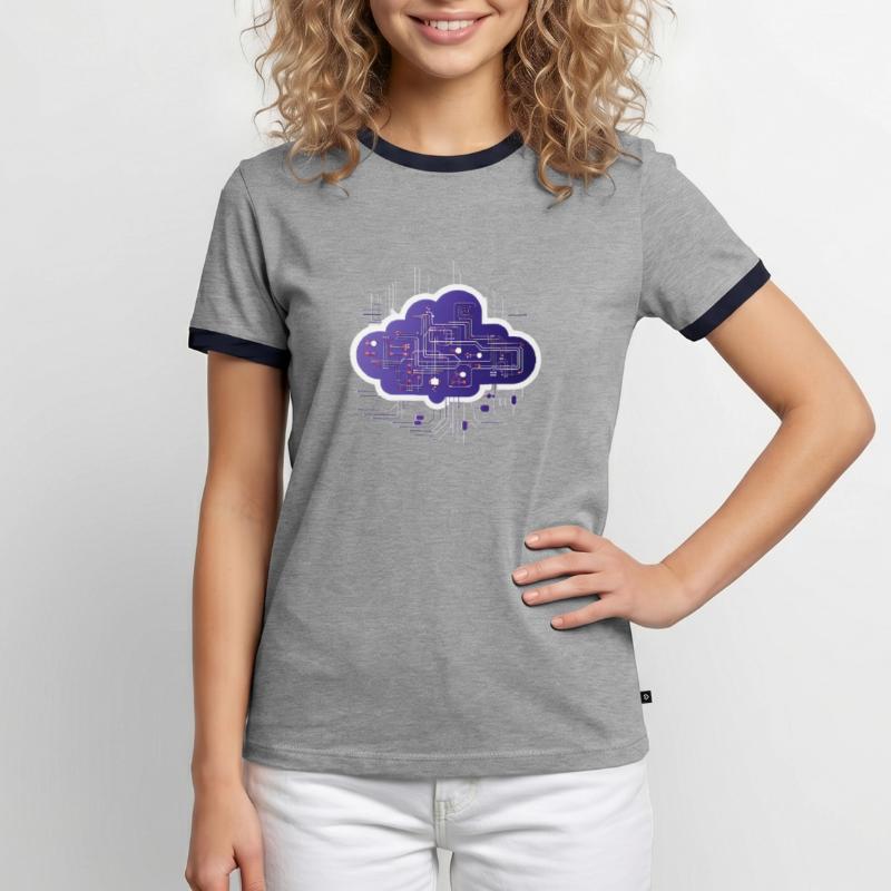 Cloud Computing Computer Electronics Circuit T-shirt contrasté Homme
