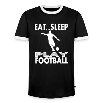 Soccer Play Soccer Field Soccer Fan Gift Idea - Men's Ringer Shirt - black/white - Front - AI Model Female 172 light (172cm) & AI Model Male 178 light (178cm)
