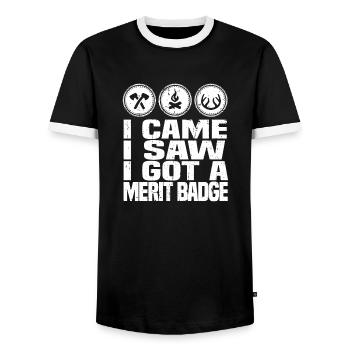 Insigne scout - T-shirt contrasté Homme - noir/blanc - Devant - AI Model Female 172 light (172cm) & AI Model Male 178 light (178cm)