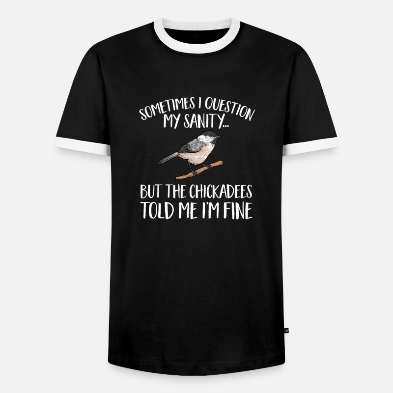 Bird Chickadee Bird Watching - Men's Ringer Shirt - black/white