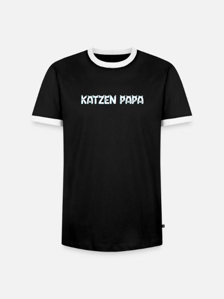 Katzen Papa - Männer Kontrast-T-Shirt - Schwarz/Weiß