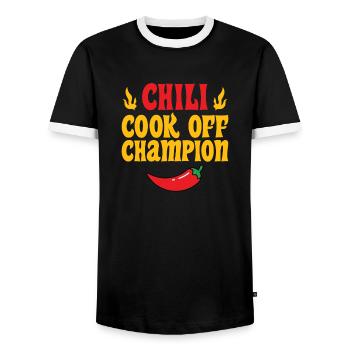 Spicy Food Lover Funny Pepper Red Chili Cook Off C - Men's Ringer Shirt - black/white - Front - AI Model Female 172 light (172cm) & AI Model Male 178 light (178cm)