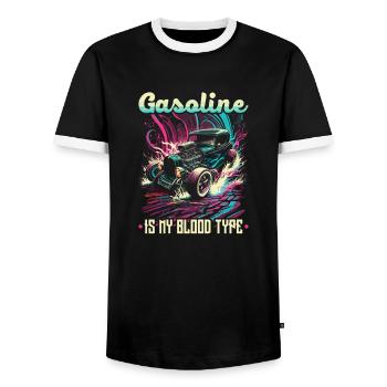L’essence Hot Rod est mon groupe sanguin, rat de voiture musculaire - T-shirt contrasté Homme - noir/blanc - Devant - AI Model Female 172 light (172cm) & AI Model Male 178 light (178cm)