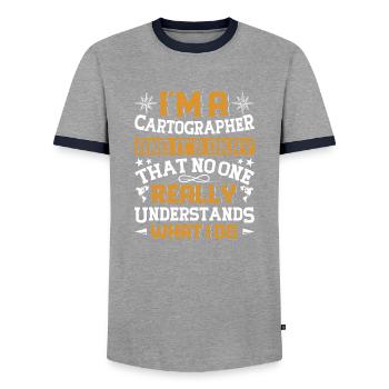 Cartographers - Men's Ringer Shirt - grey/navy  - Front - AI Model Female 172 light (172cm) & AI Model Male 178 light (178cm)