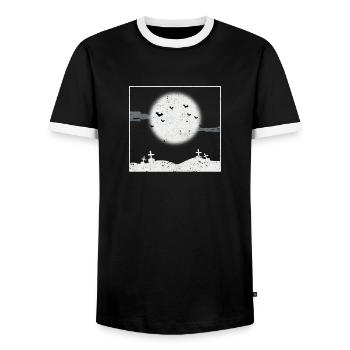 Bats in the full moon Halloween Creepy - Men's Ringer Shirt - black/white - Front - AI Model Female 172 light (172cm) & AI Model Male 178 light (178cm)