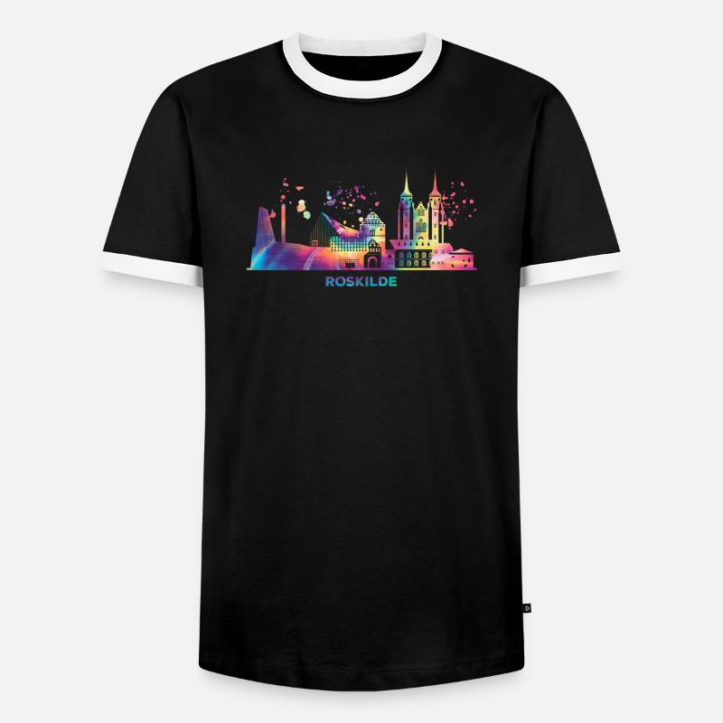 Roskilde Skyline Roskilde - Männer Kontrast-T-Shirt - Schwarz/Weiß