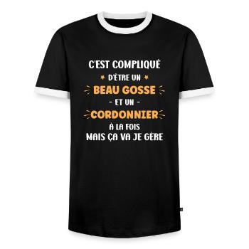 Super cordonnier - T-shirt contrasté Homme - noir/blanc - Devant - AI Model Female 172 light (172cm) & AI Model Male 178 light (178cm)