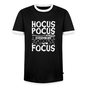 Hocus-pocus Everybody concentrates funny - Men's Ringer Shirt - black/white - Front - AI Model Female 172 light (172cm) & AI Model Male 178 light (178cm)