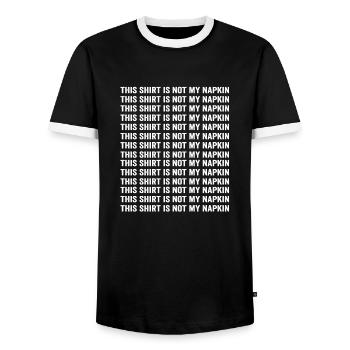 New Mom Dad This Shirt Is Not My Napkin Messy - Männer Kontrast-T-Shirt - Schwarz/Weiß - Vorne - AI Model Female 172 light (172cm) & AI Model Male 178 light (178cm)