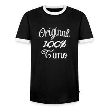 Original 100% Timo - T-shirt contrasté Homme - noir/blanc - Devant - AI Model Female 172 light (172cm) & AI Model Male 178 light (178cm)
