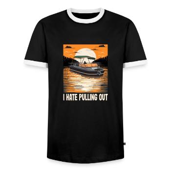 I Hate Pulling Out Funny Motorboating Quote - Men's Ringer Shirt - black/white - Front - AI Model Female 172 light (172cm) & AI Model Male 178 light (178cm)