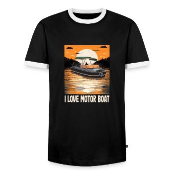 J’aime la parade de bateaux à moteur Citation de bateau à moteur - T-shirt contrasté Homme - noir/blanc - Devant - AI Model Female 172 light (172cm) & AI Model Male 178 light (178cm)
