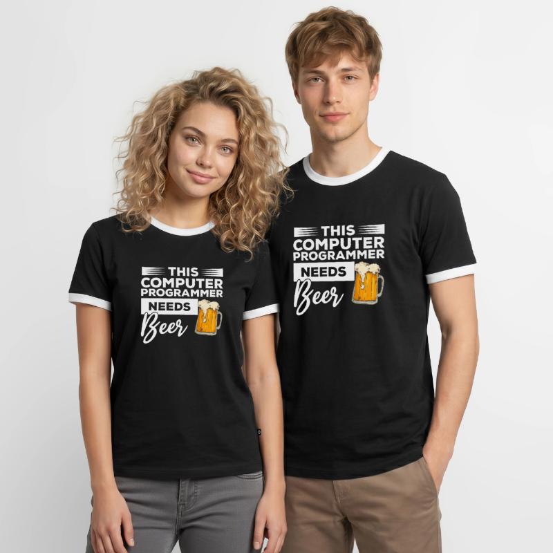 Dieser Computerprogrammierer braucht Bierprogrammierung Männer Kontrast-T-Shirt